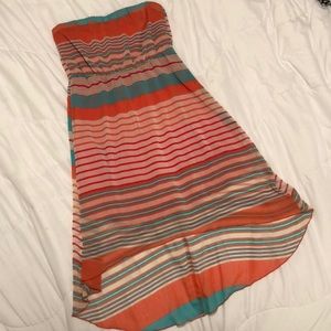 High-low strapless dress